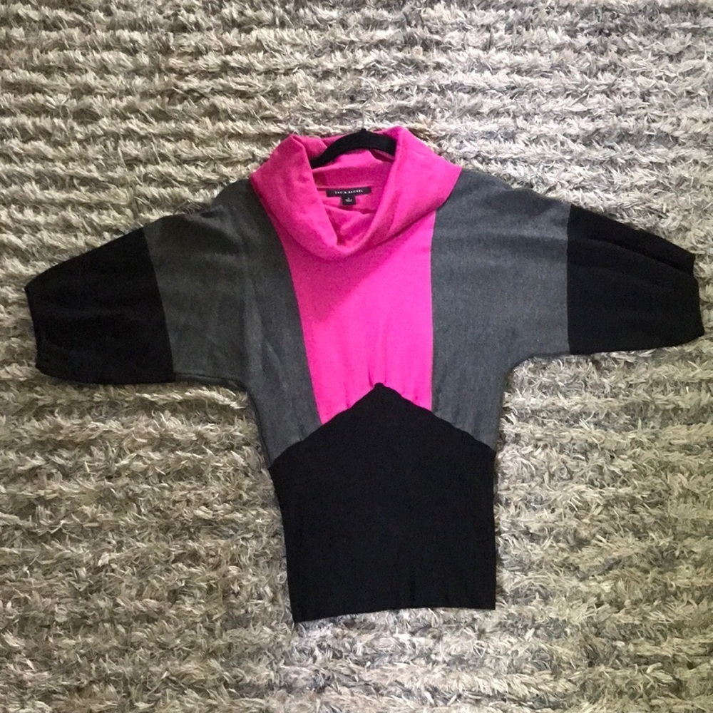 NWOT! Zac & Rachel Short-Sleeve Pink Black Grey Knit Top Size S